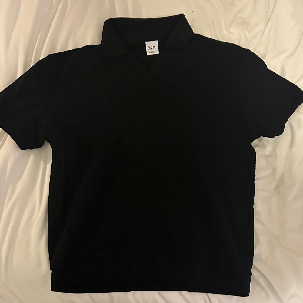 Zara Elegant Black Collared Shirt
